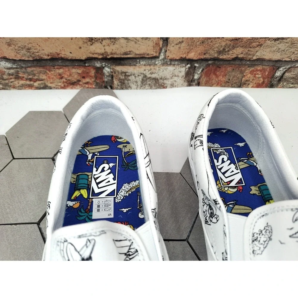Vans Classic SlipOn Low Tide True White Beach Graphic Skater Surf Shoe Men Sz 12